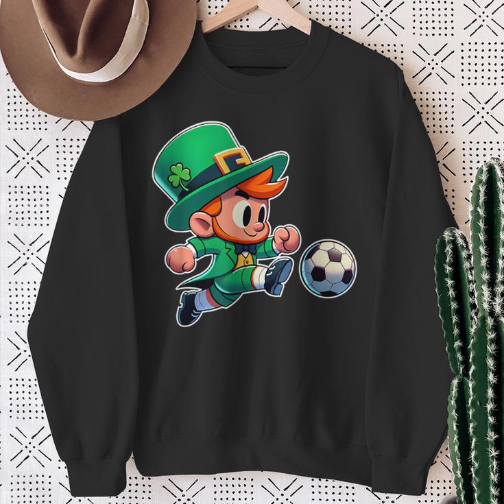 St Patrick's Day Irish Leprechaun Soccer Player Sports Sweatshirt Gifts for Old Women