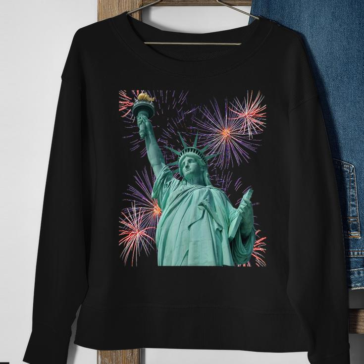 Statue Of Liberty Firework And Freedom Patriotic Sweatshirt Gifts for Old Women