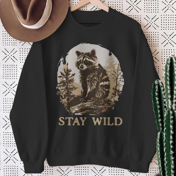 Stay Wild Cottagecore Aesthetic Raccoon Lover Vintage Racoon Sweatshirt Gifts for Old Women
