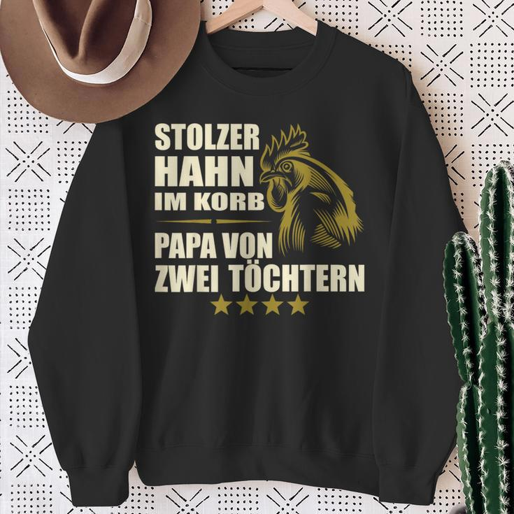 Stolzer Hahn Im Korb Papa Zwei Töchter Stolzer Hahn Im Basket Sweatshirt Geschenke für alte Frauen