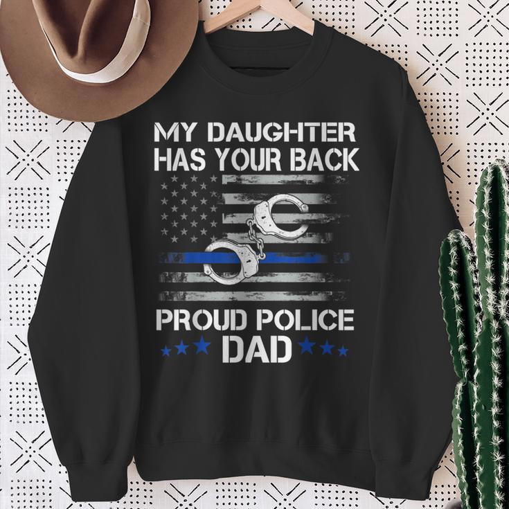 Stolzer Papa Eines Police Officer – Thin Blue Line Geschenk Sweatshirt Geschenke für alte Frauen