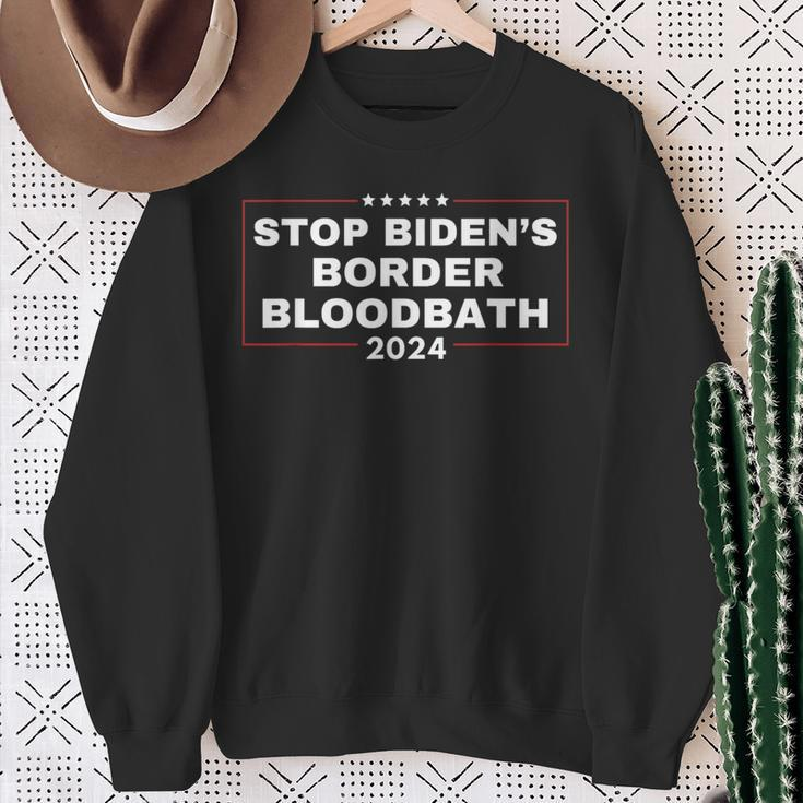 Stop Biden's Border Bloodbath Saying Trump Sweatshirt Gifts for Old Women