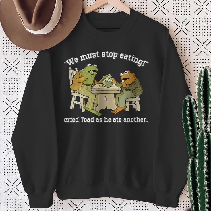 We Must Stop Eating Cried Toad As He Ate Another Frog Meme Sweatshirt Gifts for Old Women