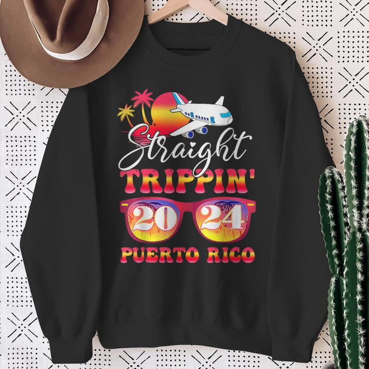 Straight Trippin' 2024 Family Vacation Puerto Rico Matching Sweatshirt Gifts for Old Women