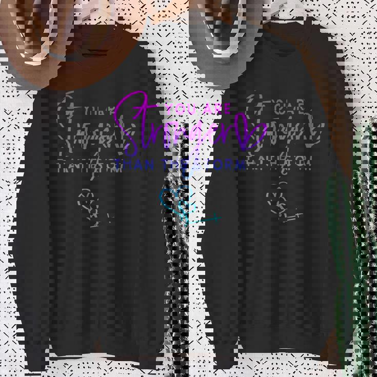 You Are Stronger Than The Storm Christian Sweatshirt Gifts for Old Women