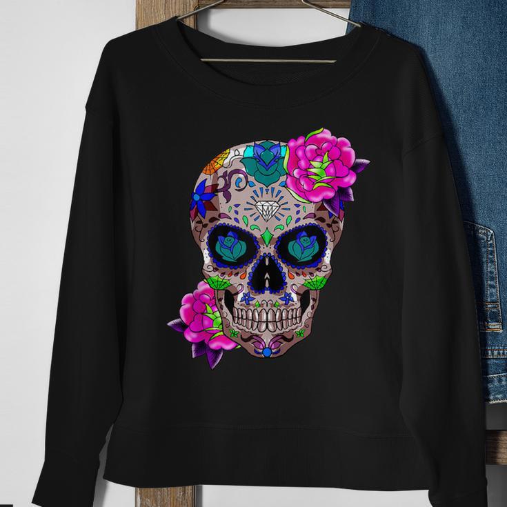 Sugar Skull Day Of The Dead Cool Bone Head Skulls Idea Sweatshirt Gifts for Old Women