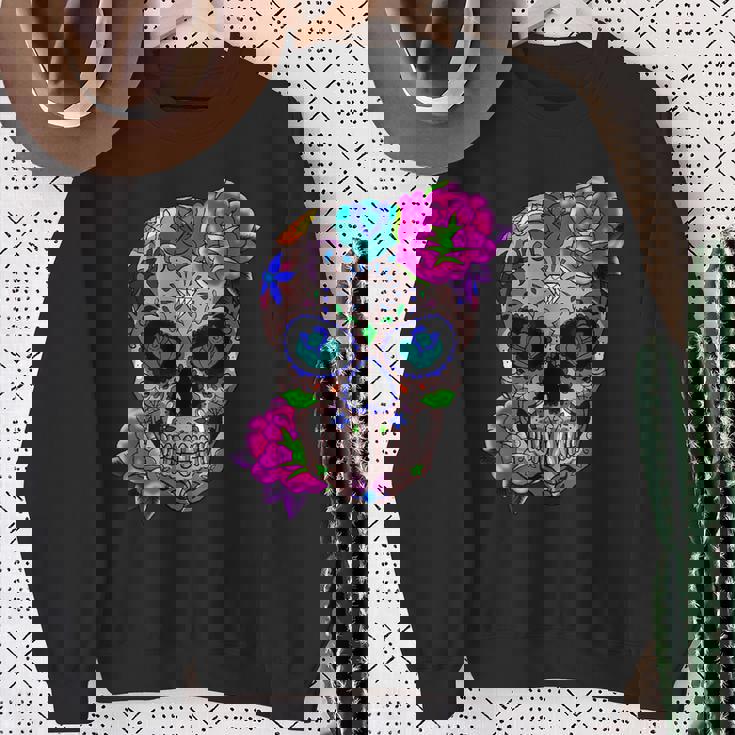 Sugar Skull Fleurs Jour Des Morts Dia De Los Muertos Cadeau Sweater e Cadeaux pour les femmes âgées