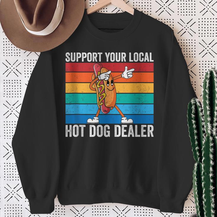 Support Your Local Hot Dog Dealer Vintage Hot Dog Sausage Sweatshirt Gifts for Old Women