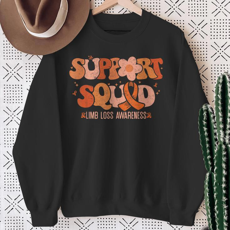 Support Squad Limb Loss Awareness Orange Ribbon Groovy Sweatshirt Gifts for Old Women