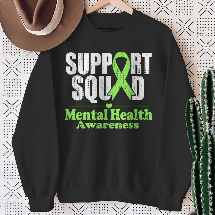 Support Squad Mental Health Awareness Green Ribbon Sweatshirt Gifts for Old Women