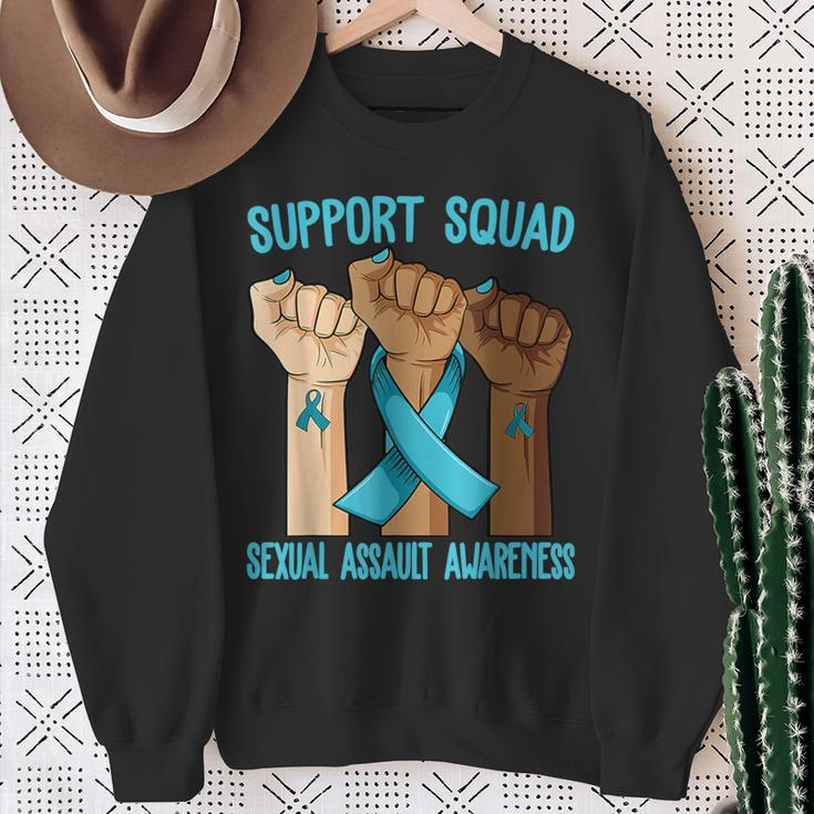 Support Squad Ribbon Sexual Assault Awareness Sweatshirt Gifts for Old Women