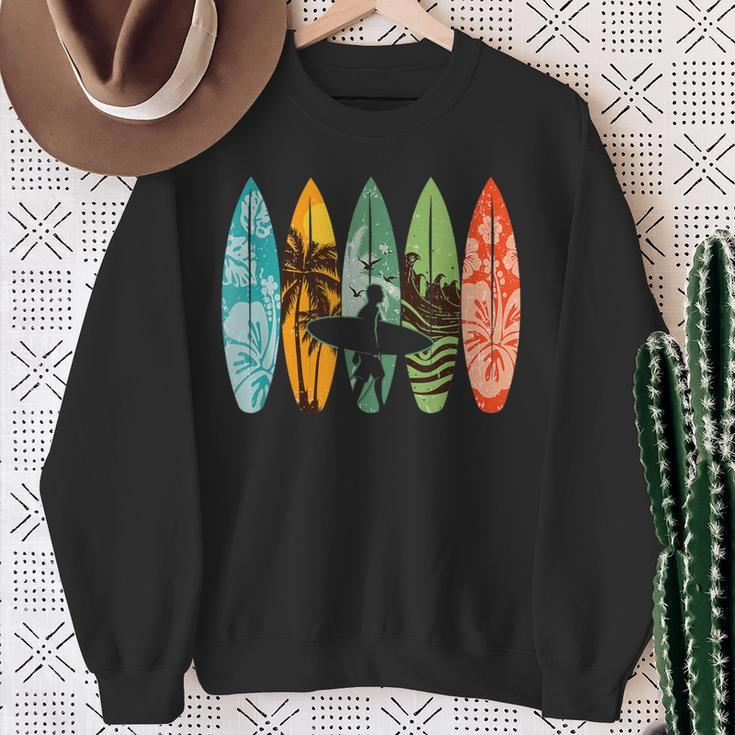 Surfboarder Hawaii Wave Surfing Surfboard Lover Beach Surfer Sweatshirt Gifts for Old Women