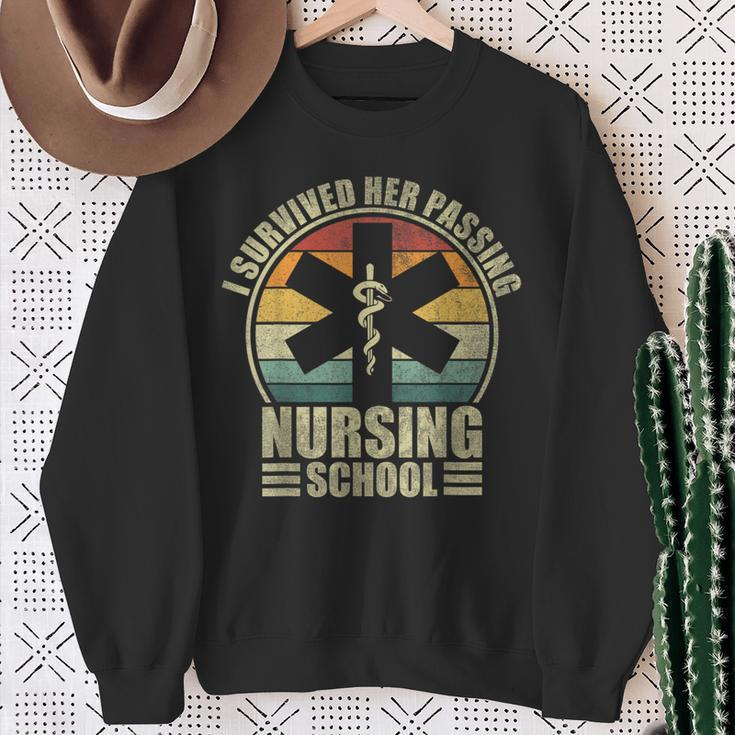 I Survived Her Passing Nursing School Nursing Graduation Sweatshirt Gifts for Old Women