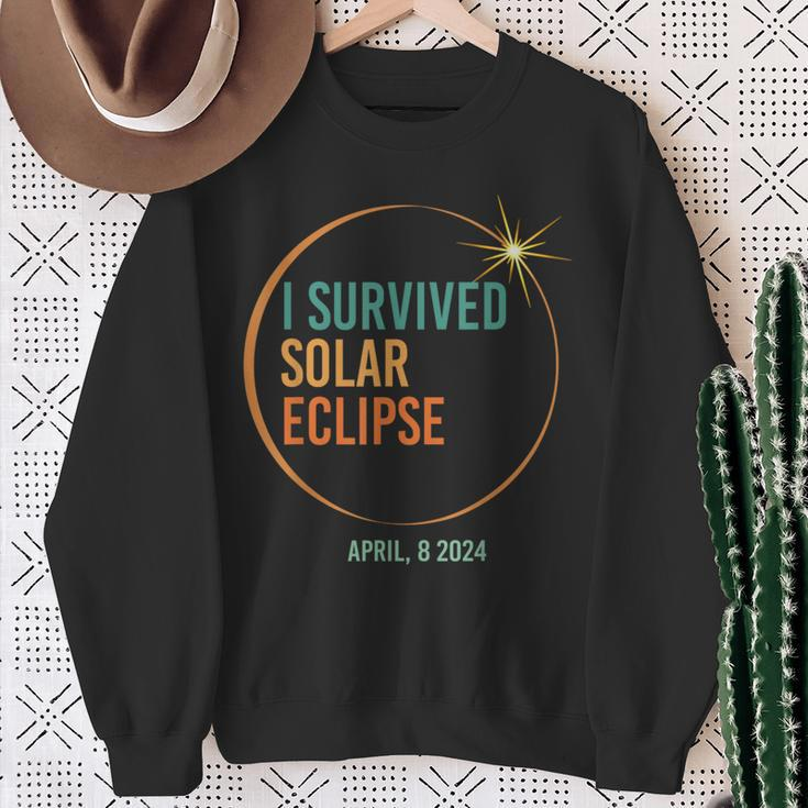 I Survived Solar Eclipse April 8 2024 Totality Sweatshirt Gifts for Old Women