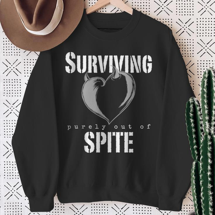 Surviving Purely Out Of Spite Heart With Devil Horns Sweatshirt Gifts for Old Women