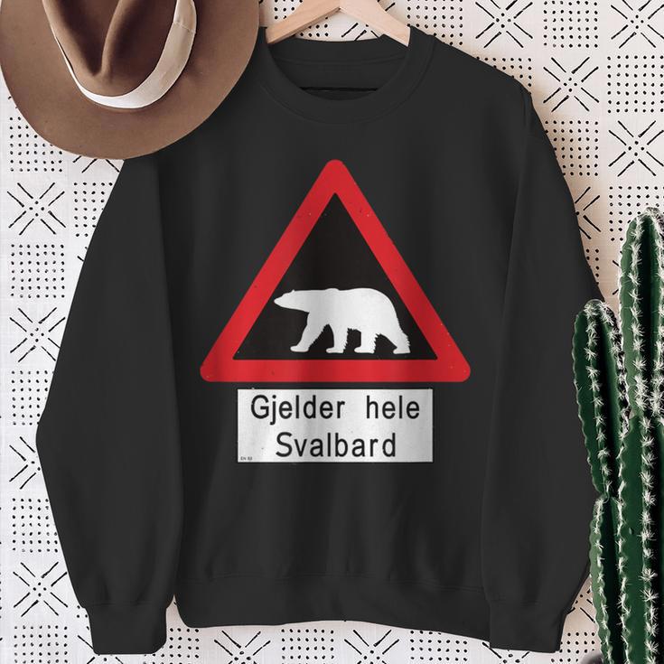 Svalbard Polar Bear Sign Gjelder Hele Spitsbergen Norway Sweatshirt Geschenke für alte Frauen