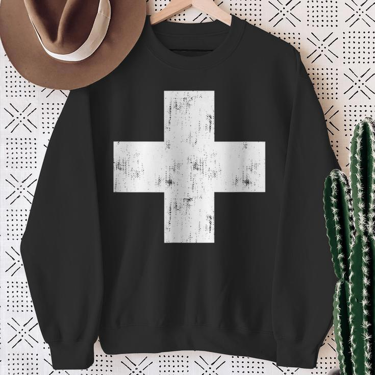 Swiss Vintage Cross Flag Switzerland Sweatshirt Geschenke für alte Frauen