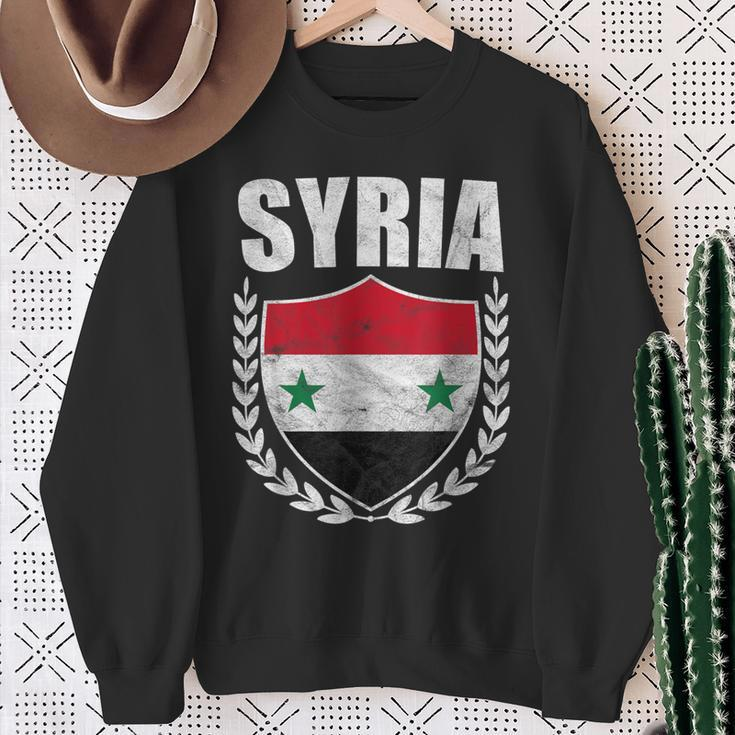 Syrien-Stolz-Flaggen-Sweatshirt mit Lorbeerkranz-Design Geschenke für alte Frauen
