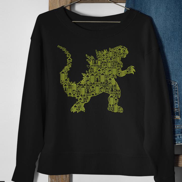 T-Rex Monster Kaiju Robot City Giant Dinosaur Sweatshirt Gifts for Old Women