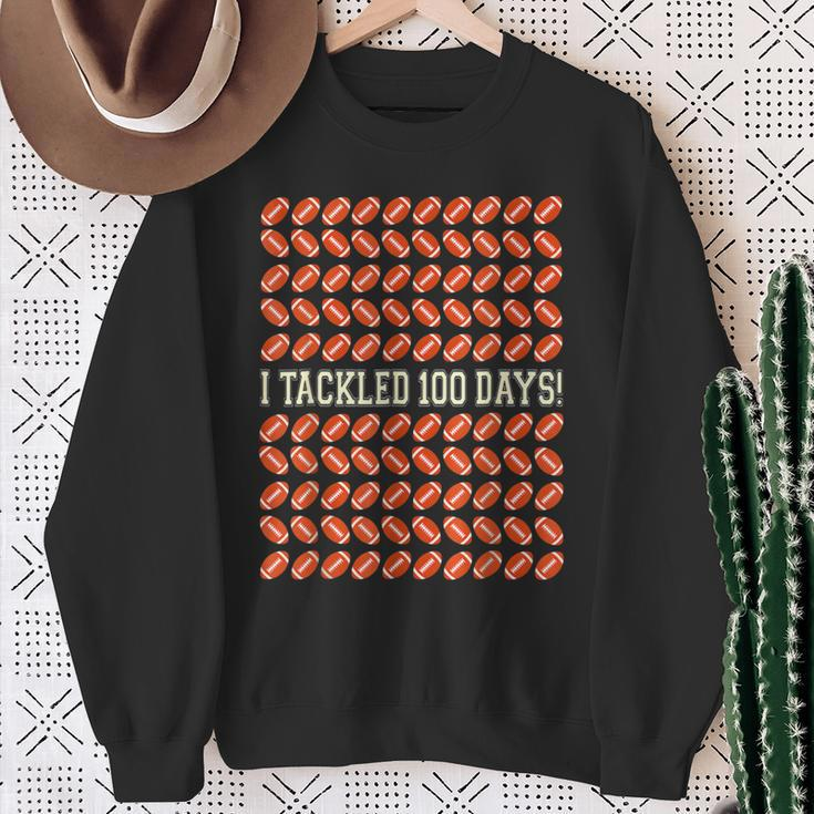 I Tackled 100 Days Of School Football 100Th Day Sweatshirt Gifts for Old Women