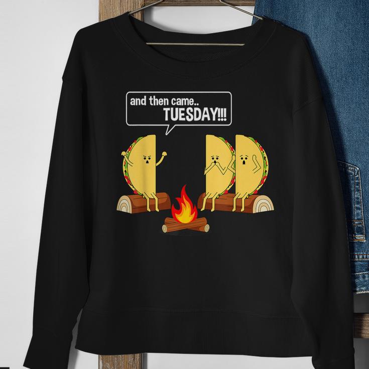 Taco Tells Scary Campfire Story About Tuesdays Graphic Sweatshirt Gifts for Old Women