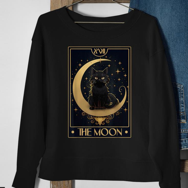 Tarot Card The Crescent Moon Black Cat Gothic Trendy Women Sweatshirt Gifts for Old Women