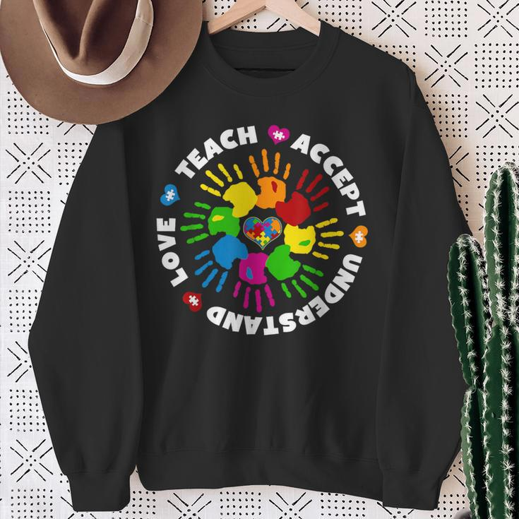 Teach Accept Love Understand Autism Awareness Sweatshirt Gifts for Old Women