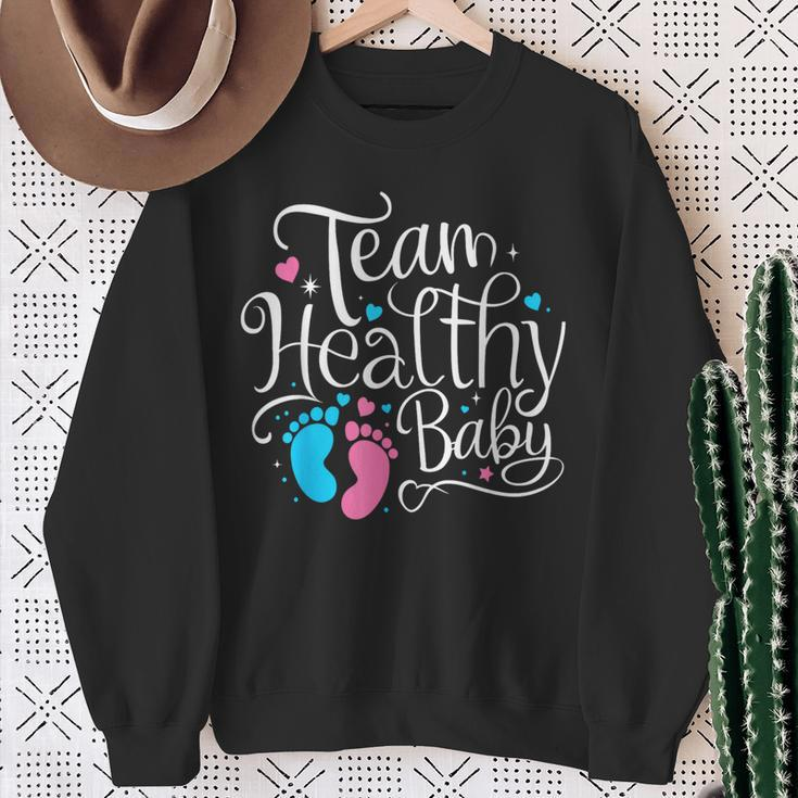 Team Healthy Baby Shower Gender Reveal Party Sweatshirt Gifts for Old Women