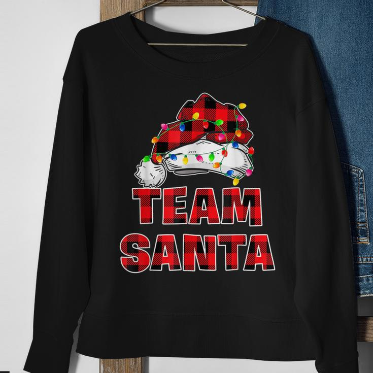 Team Santa Red Plaid Claus Hat Matching Family Christmas Sweatshirt Gifts for Old Women