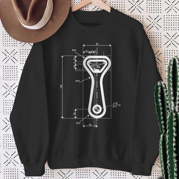 Technische Zeichnung Flaschenöffner Sweatshirt Geschenke für alte Frauen