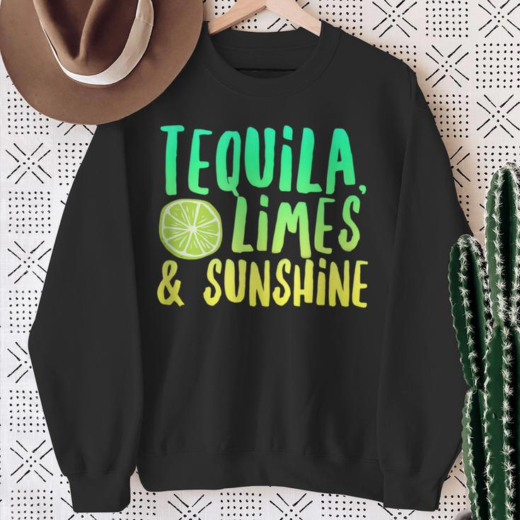 Tequila Limes Sunshine Vacation Saying Beach Quote Party Sweatshirt Gifts for Old Women