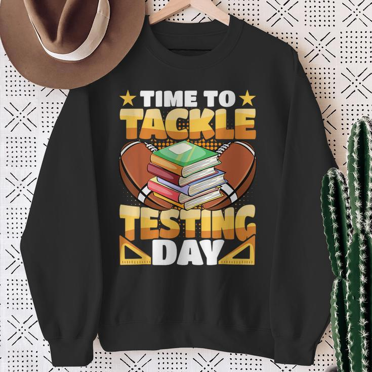 Test Day Football Time To Tackle Testing Day Sports Teacher Sweatshirt Gifts for Old Women