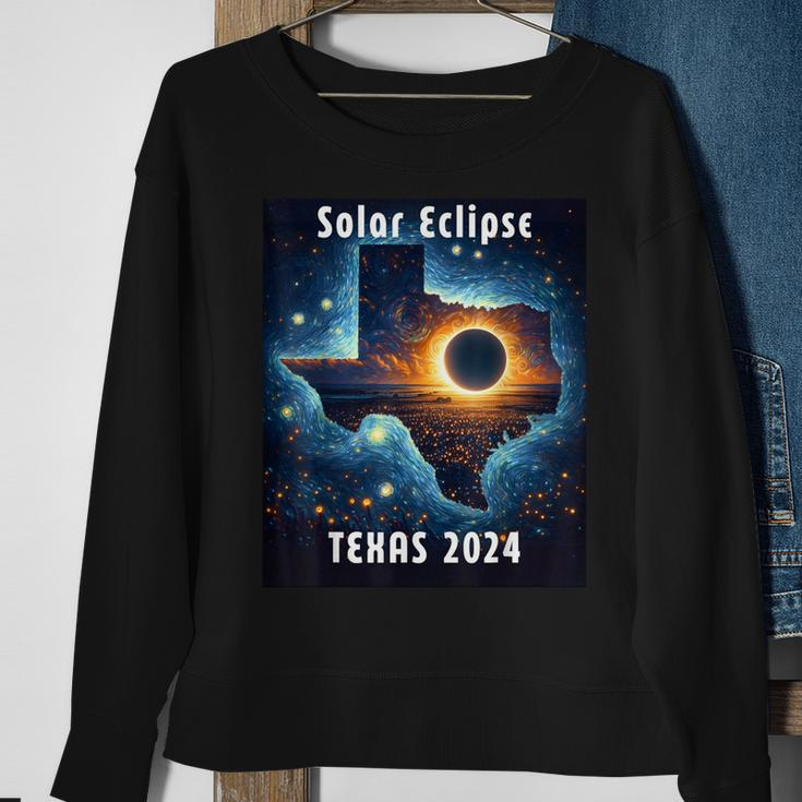 Texas Solar Eclipse 2024 Starry Night Solar Eclipse 2024 Sweatshirt Gifts for Old Women