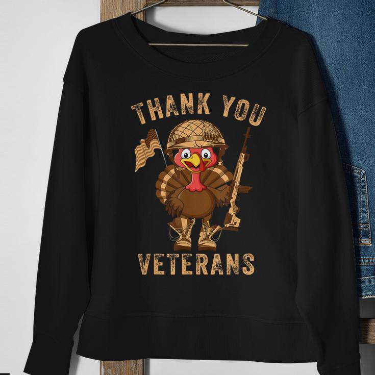 Thanksgiving Veteran Turkey Us Flag Thank You Veterans Sweatshirt Gifts for Old Women