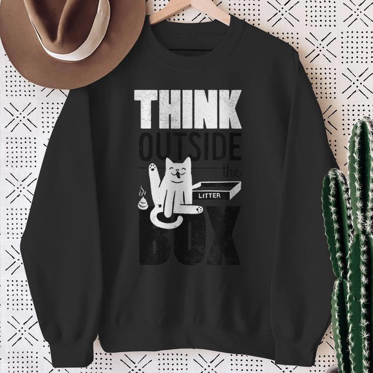 Think Outside The Litter Box Cat Kitty Butt Poop Lick Sweatshirt Gifts for Old Women