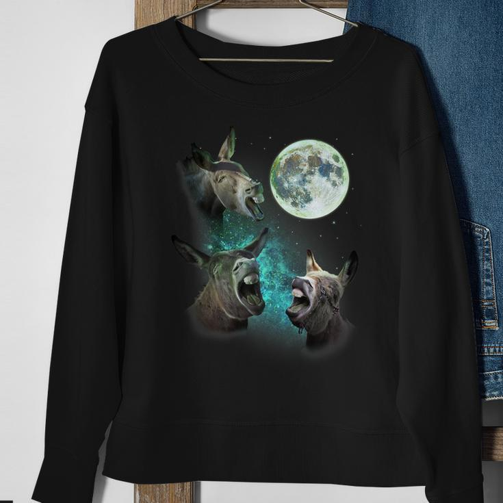 Three Donkeys Howl At Moon 3 Wolfs Wolves Parody Sweatshirt Gifts for Old Women