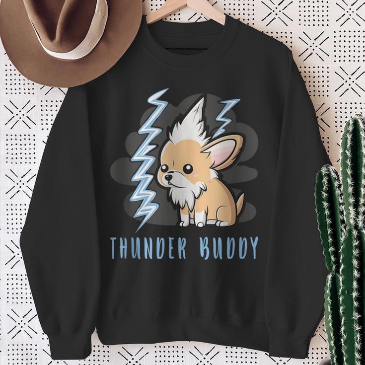 Thunder Buddy Dog Afraid Of Thunders Sweatshirt Gifts for Old Women