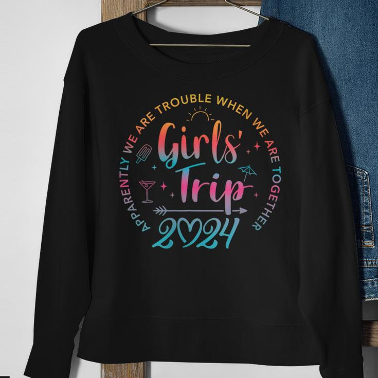 Tie Dye Girls Trip 2024 Trouble When We Are Together Sweatshirt Gifts for Old Women