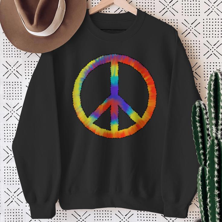 Tie Dye Peace Sign Peace Love Happiness Sweatshirt Gifts for Old Women