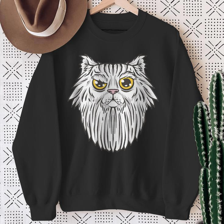 Tiger-Cat Bearded White Sweatshirt Gifts for Old Women