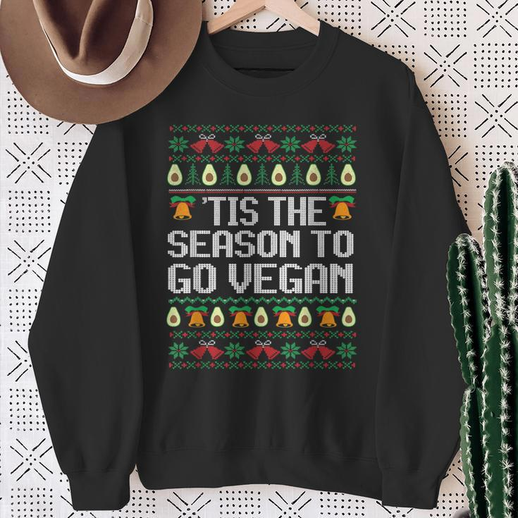 Tis Season To Go Vegan Christmas Ugly Xmas Vintage Sweatshirt Gifts for Old Women