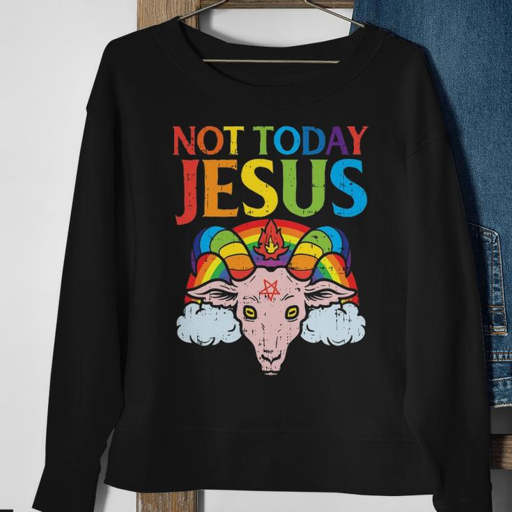 Today Not Jesus Satan Goat Satanic Rainbow Satanism Sweatshirt Gifts for Old Women