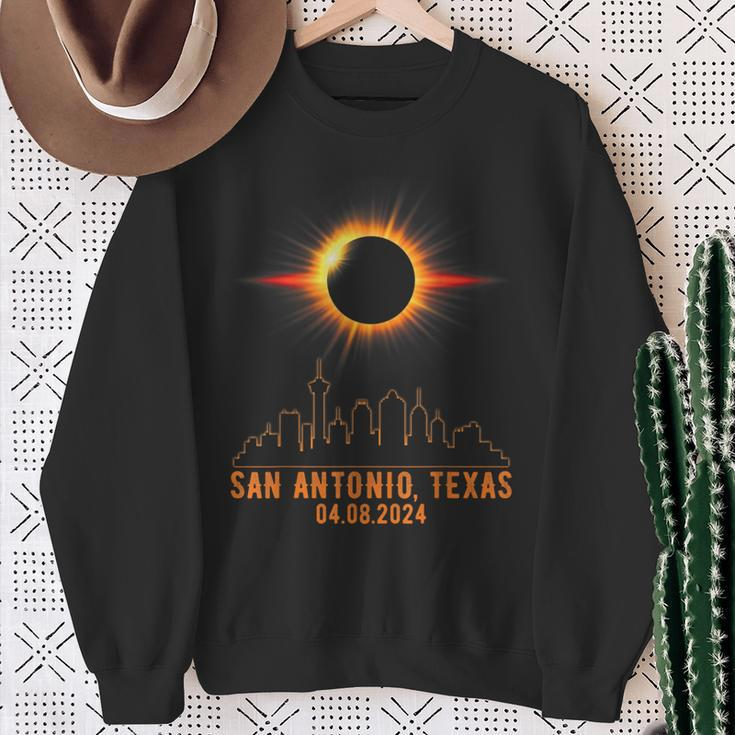 Total Solar Eclipse 04082024 San Antonio Texas Sweatshirt Gifts for Old Women