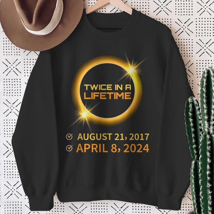 Total Solar Eclipse 2024 April 8 America Totality Spring Sweatshirt Gifts for Old Women