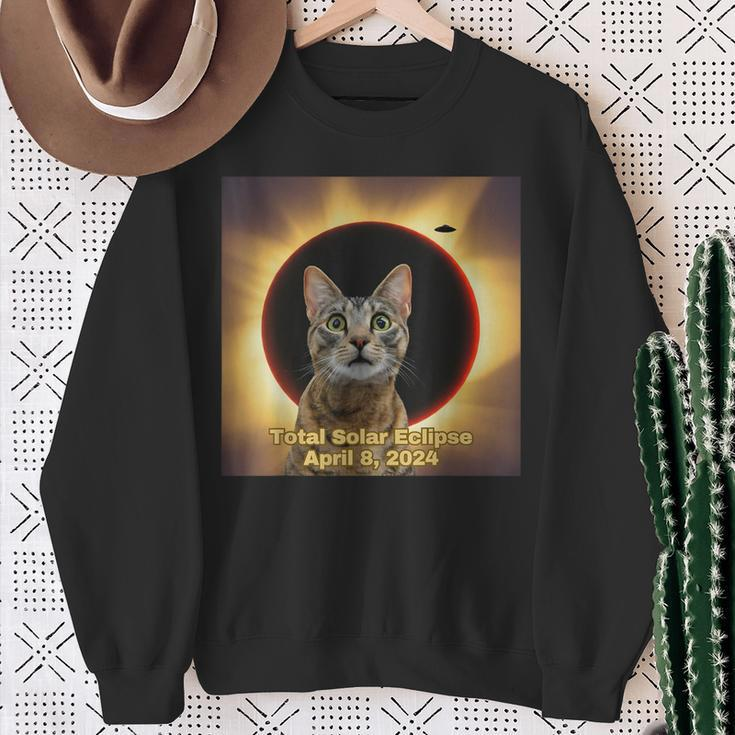Total Solar Eclipse 2024 April 8 Ufos America Eclipse Solar Sweatshirt Gifts for Old Women
