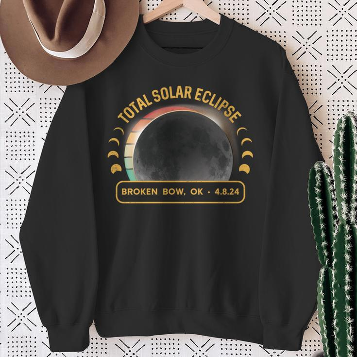 Total Solar Eclipse 2024 Broken Bow Oklahoma Sweatshirt Gifts for Old Women