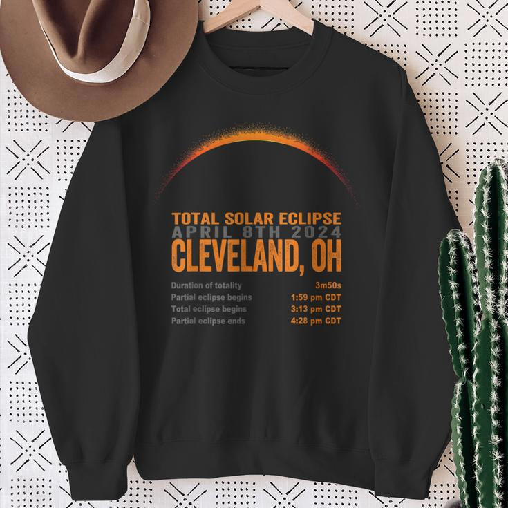 Total Solar Eclipse 2024 Cleveland Ohio Path Of Totality Sweatshirt Gifts for Old Women