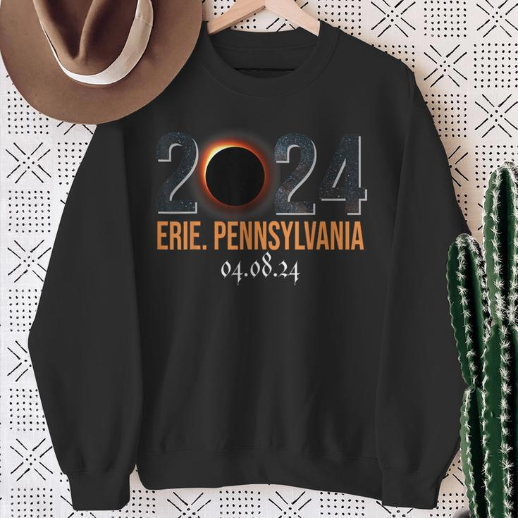 Total Solar Eclipse 2024 Erie Pennsylvania April 8 2024 Sweatshirt Gifts for Old Women
