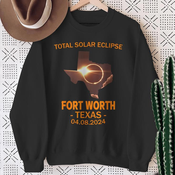 Total Solar Eclipse 2024 Fort Worth Texas Sweatshirt Gifts for Old Women