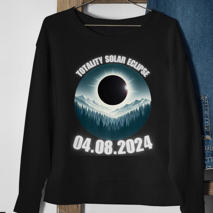 Total Solar Eclipse 2024 Path Of American Mountains View Ar Sweatshirt Gifts for Old Women